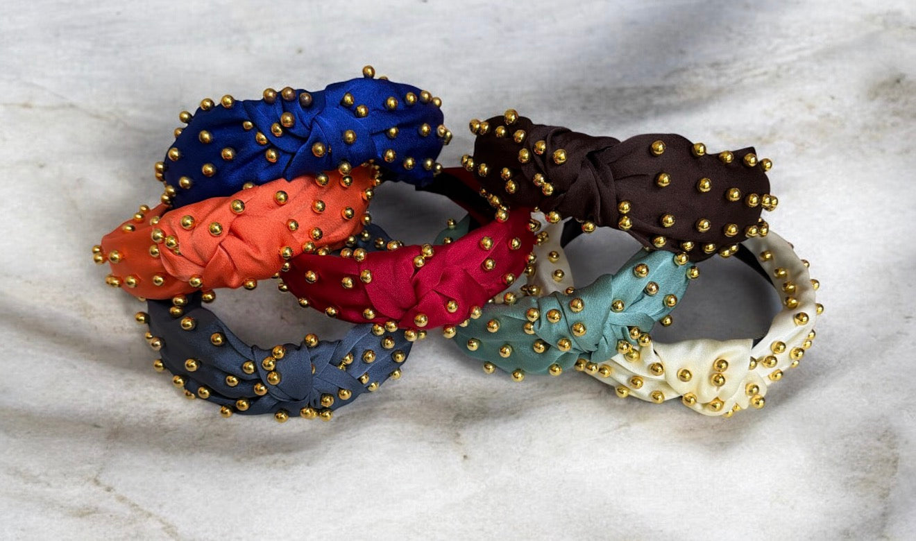 Satin Gold Pearl Headbands
