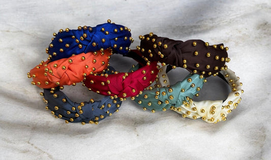 Satin Gold Pearl Headbands