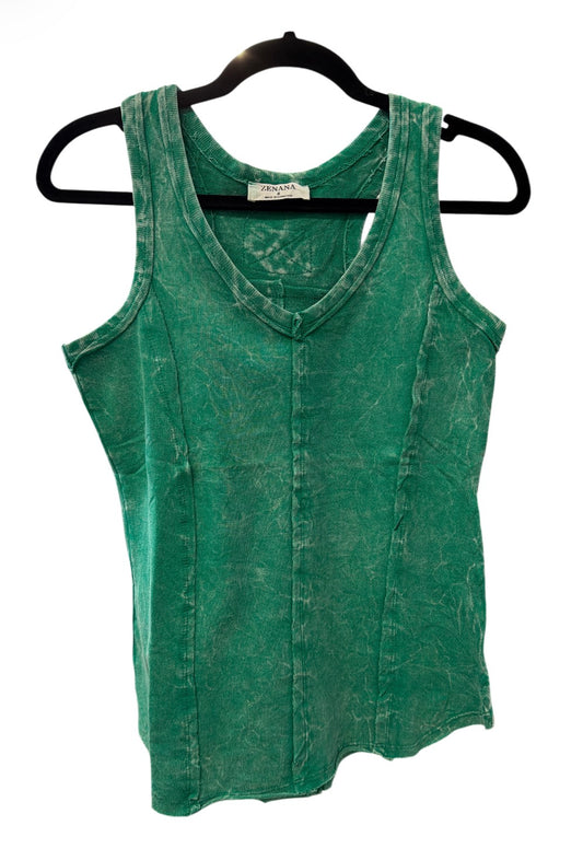 Zenana Green Washed Tank