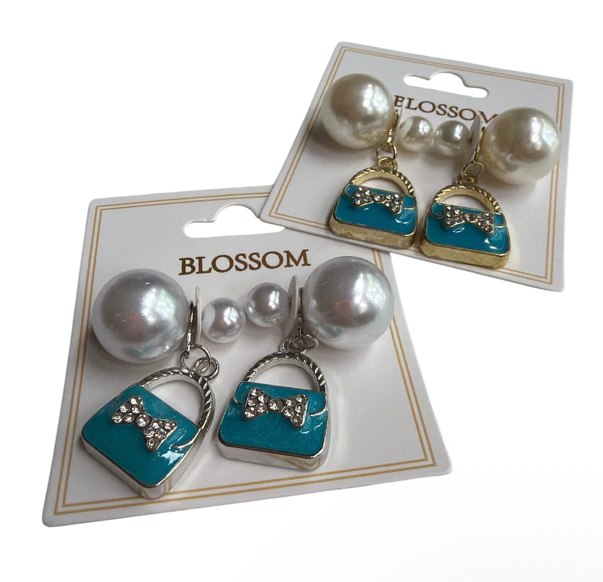 Purse Charm Double Pearl Earrings