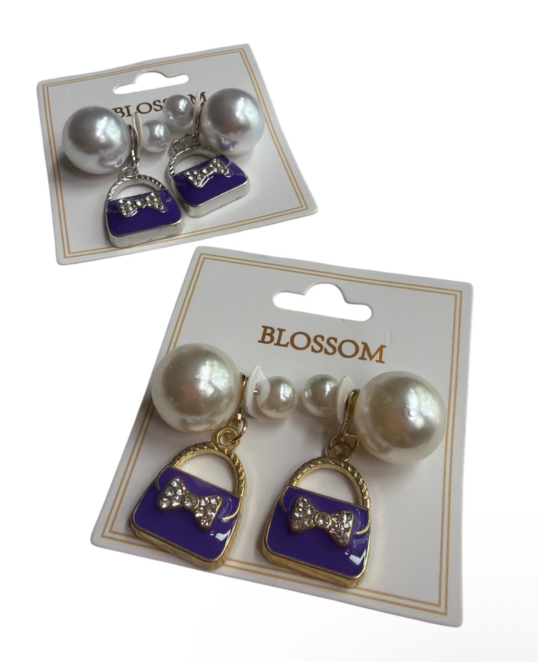 Purse Charm Double Pearl Earrings