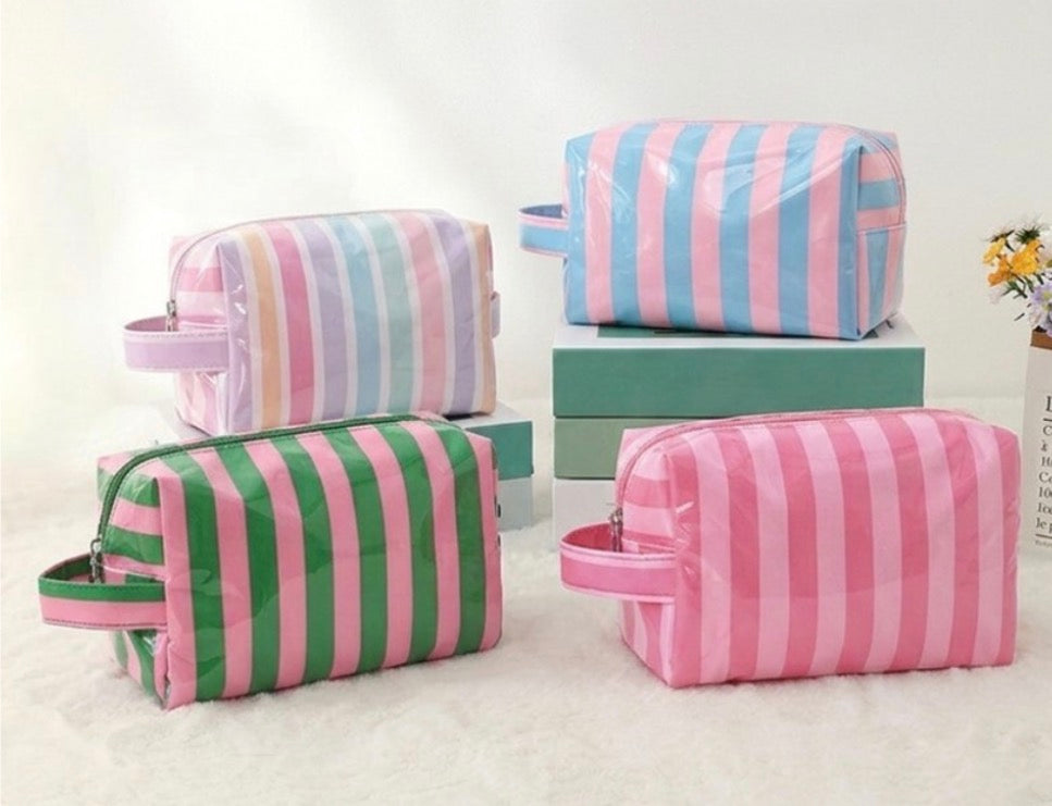 Striped Waterproof Cosmetic Bag