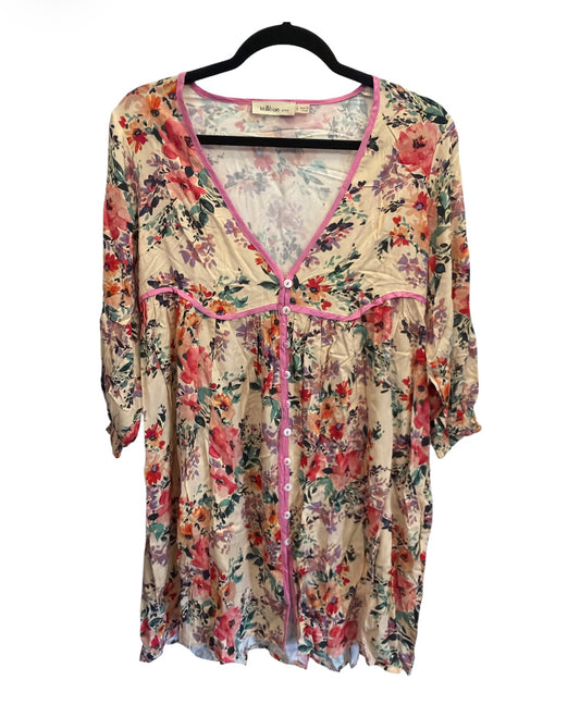Pink Floral Button Down Dress