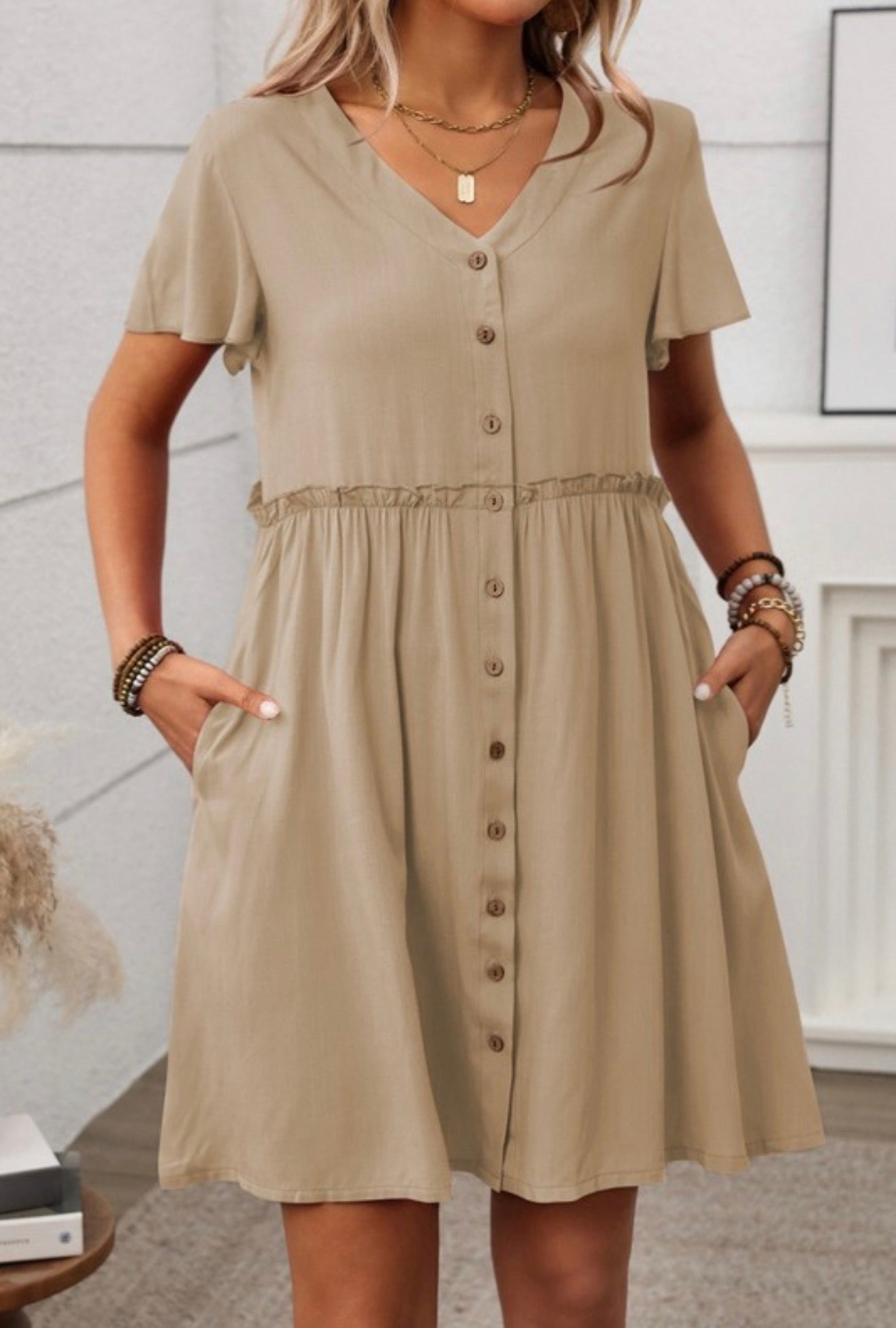 Boho Button Midi Dress