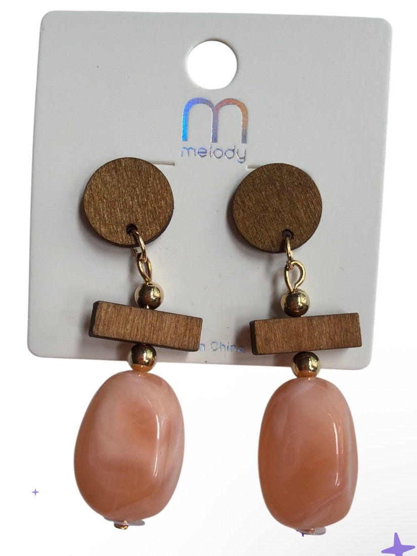 Wood Drop Color Earrings