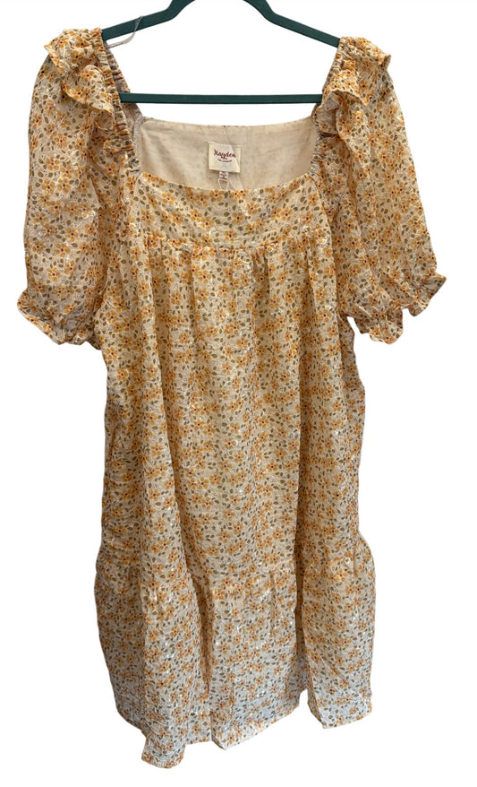 Yellow Floral Ruffle Bottom Dress