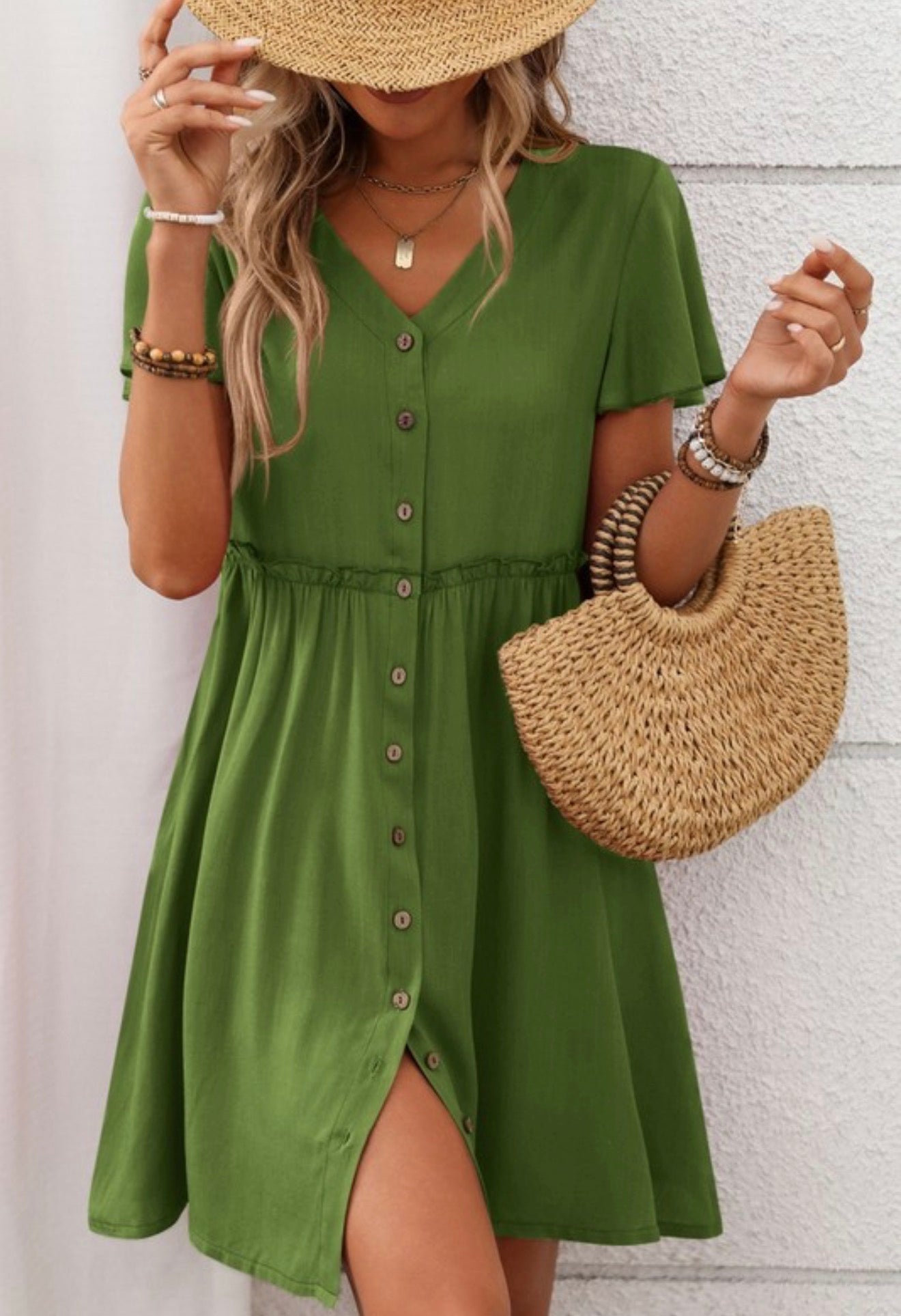 Boho Button Midi Dress