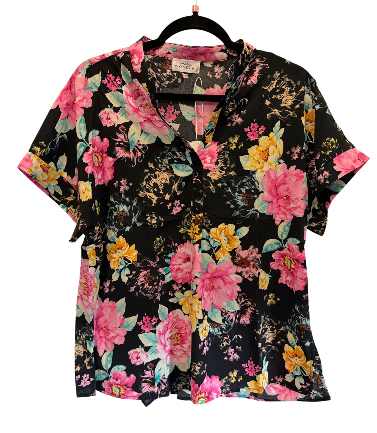 Emily Wonder Black Pink Floral Top