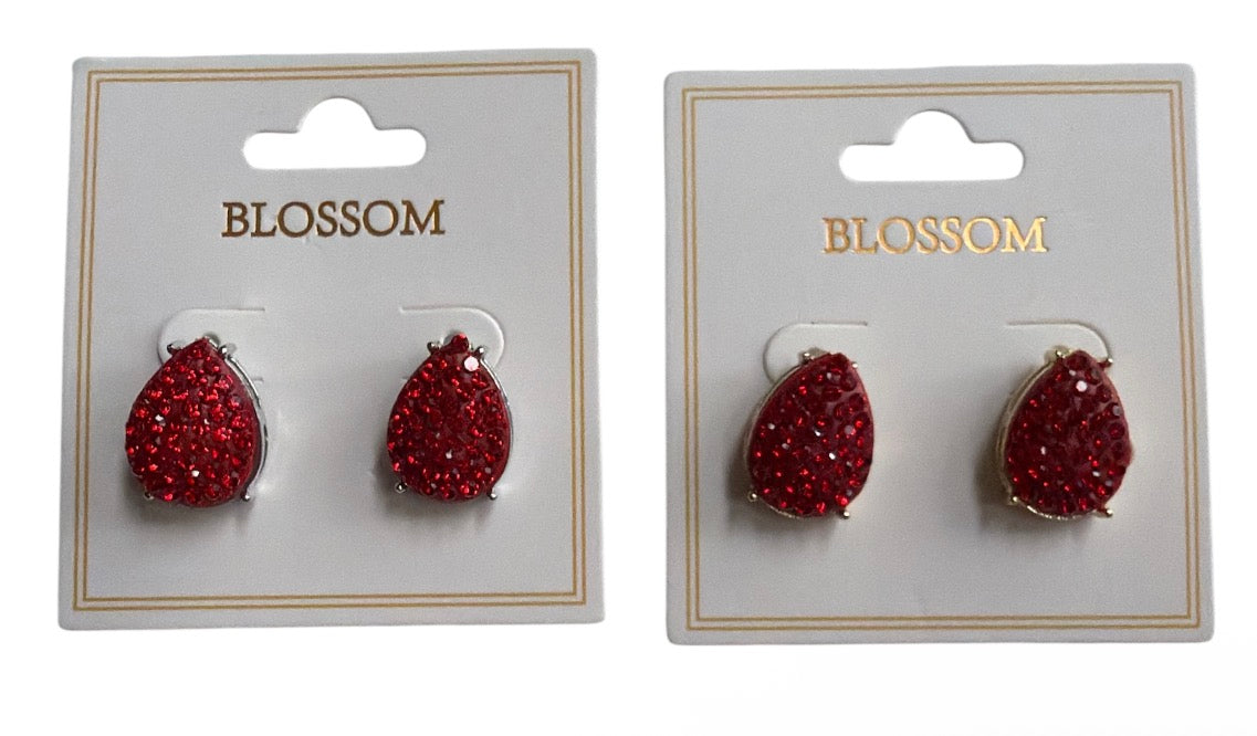 Colorful Rhinestone Teardrop Stud
