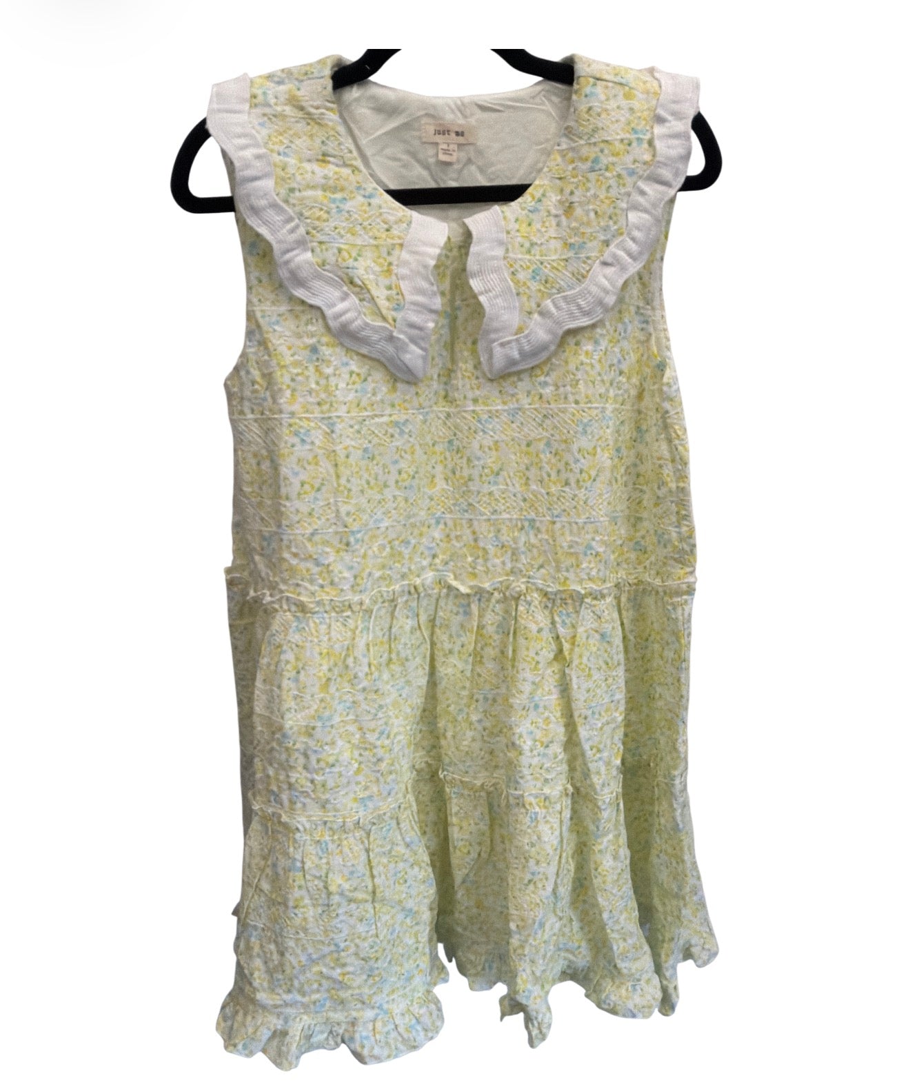Embroidered Yellow Ruffle Collar Dress