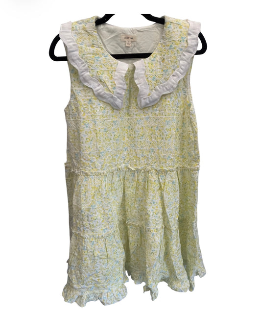 Embroidered Yellow Ruffle Collar Dress