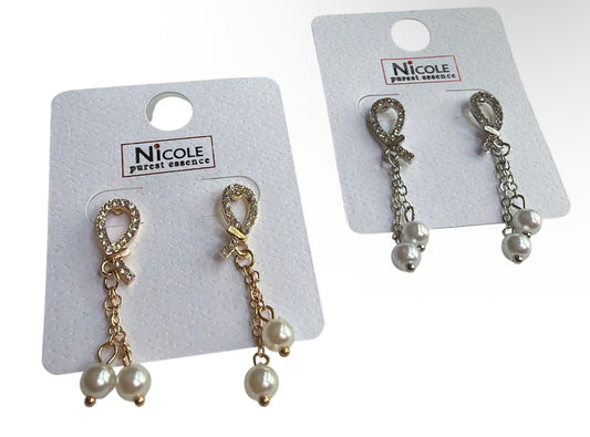 Rhinestone Drop Pearl Earrings