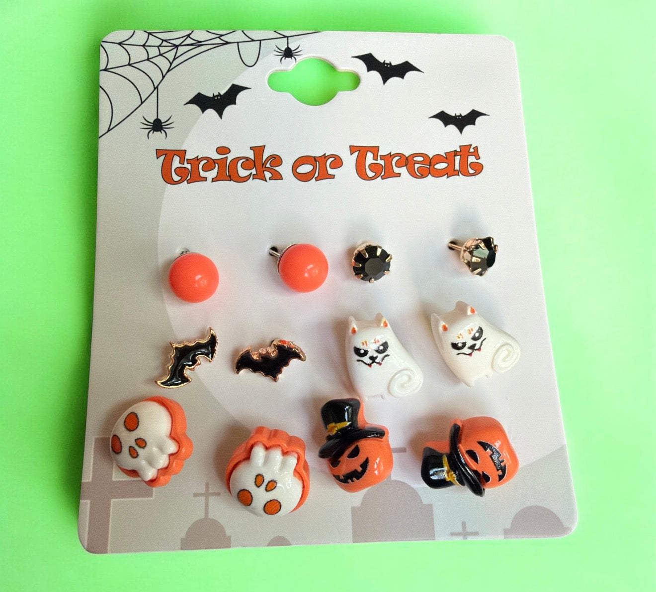 Halloween 6pk Stud Earrings - Pumpkin