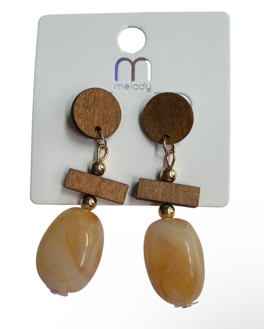 Wood Drop Color Earrings