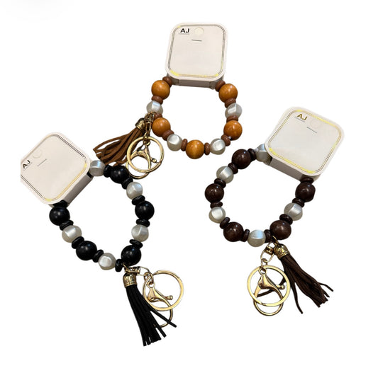 Beaded Wood Wristlet