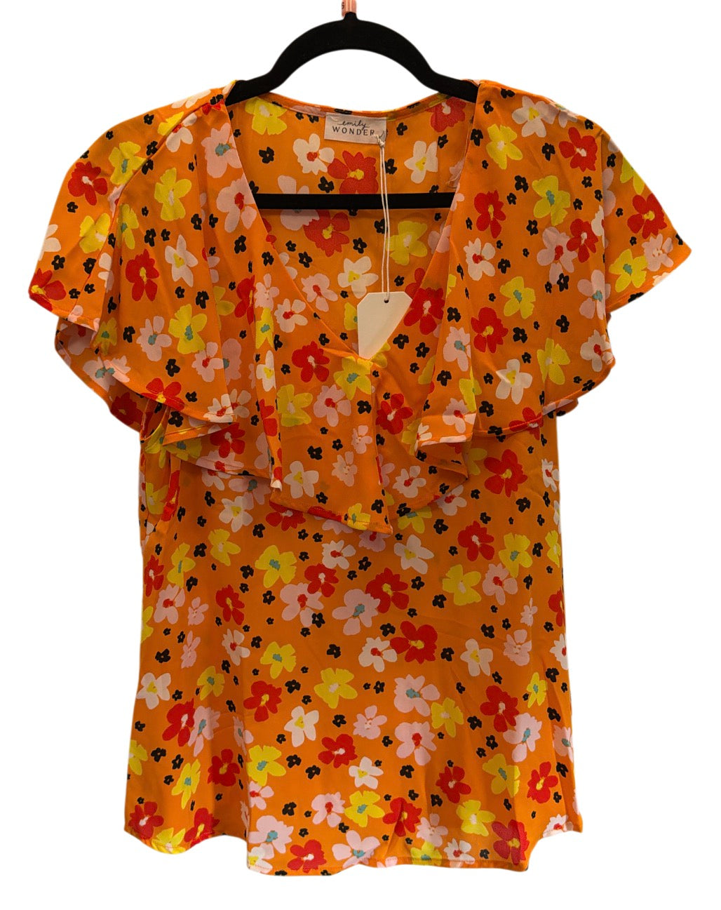 Emily Wonder Orange Floral Ruffle Top