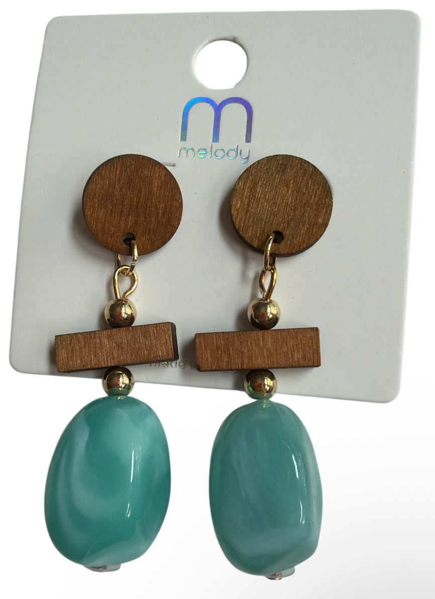 Wood Drop Color Earrings