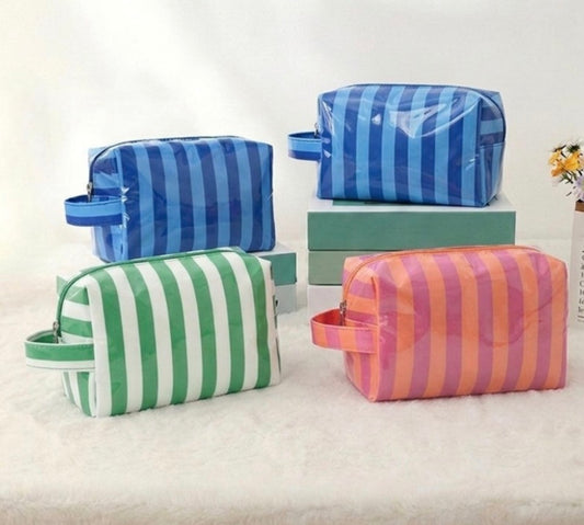 Striped Waterproof Cosmetic Bag