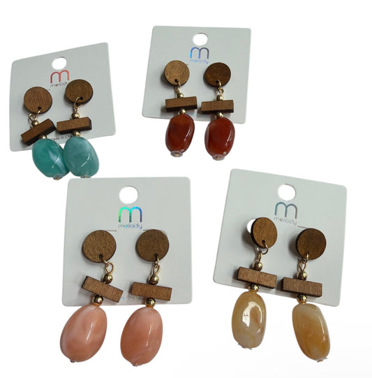 Wood Drop Color Earrings