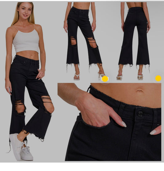Zenana Black Cropped Denim