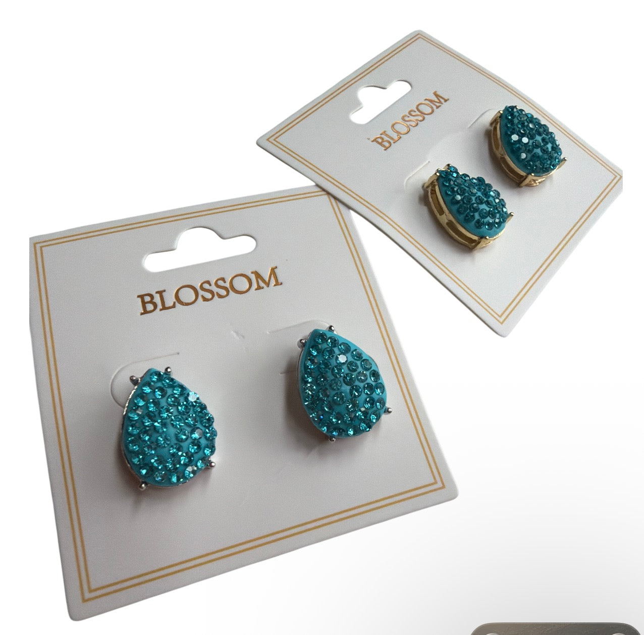 Colorful Rhinestone Teardrop Stud