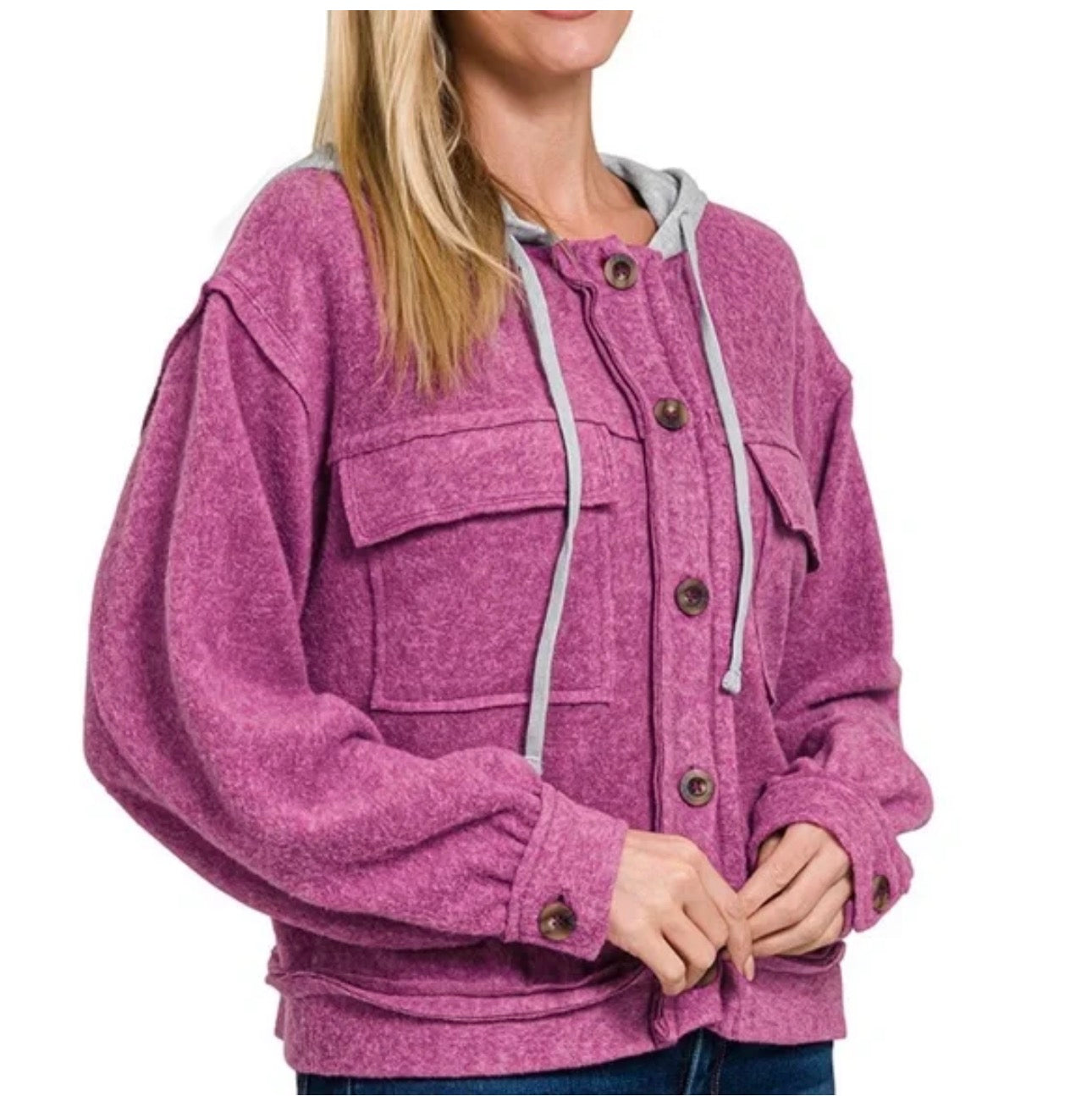 Zenana Brushed Hooded Jacket mauve