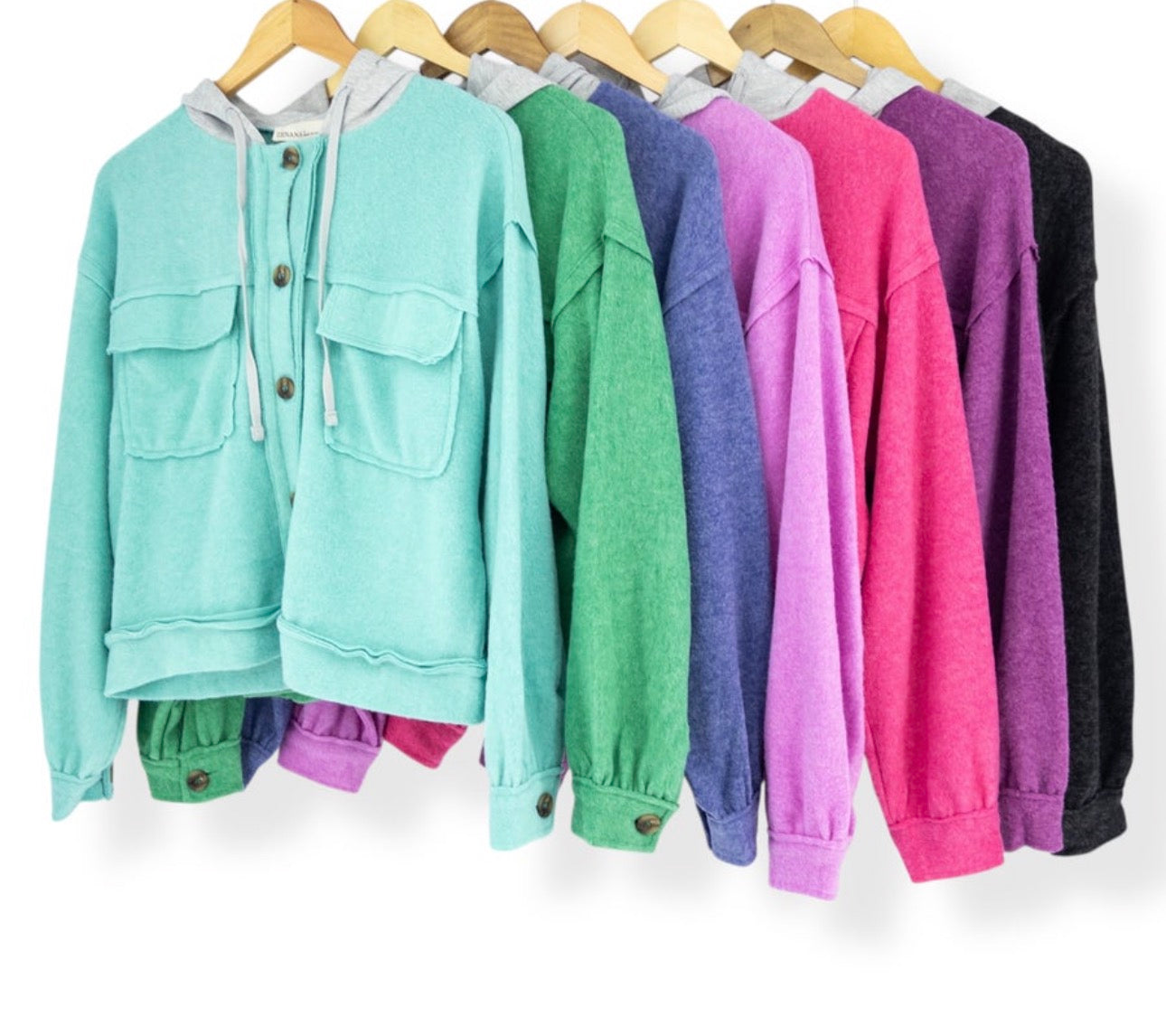 Zenana Brushed Hooded Jacket mauve