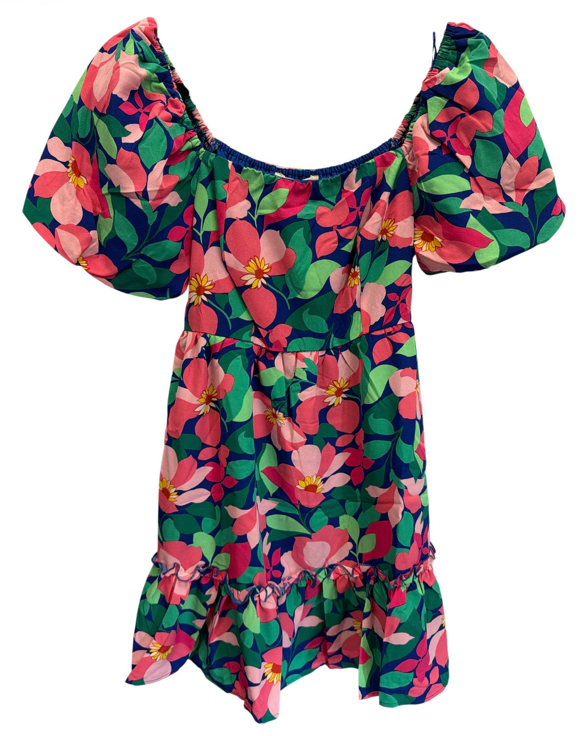 Vibrant Bubble Sleeve Top Dress