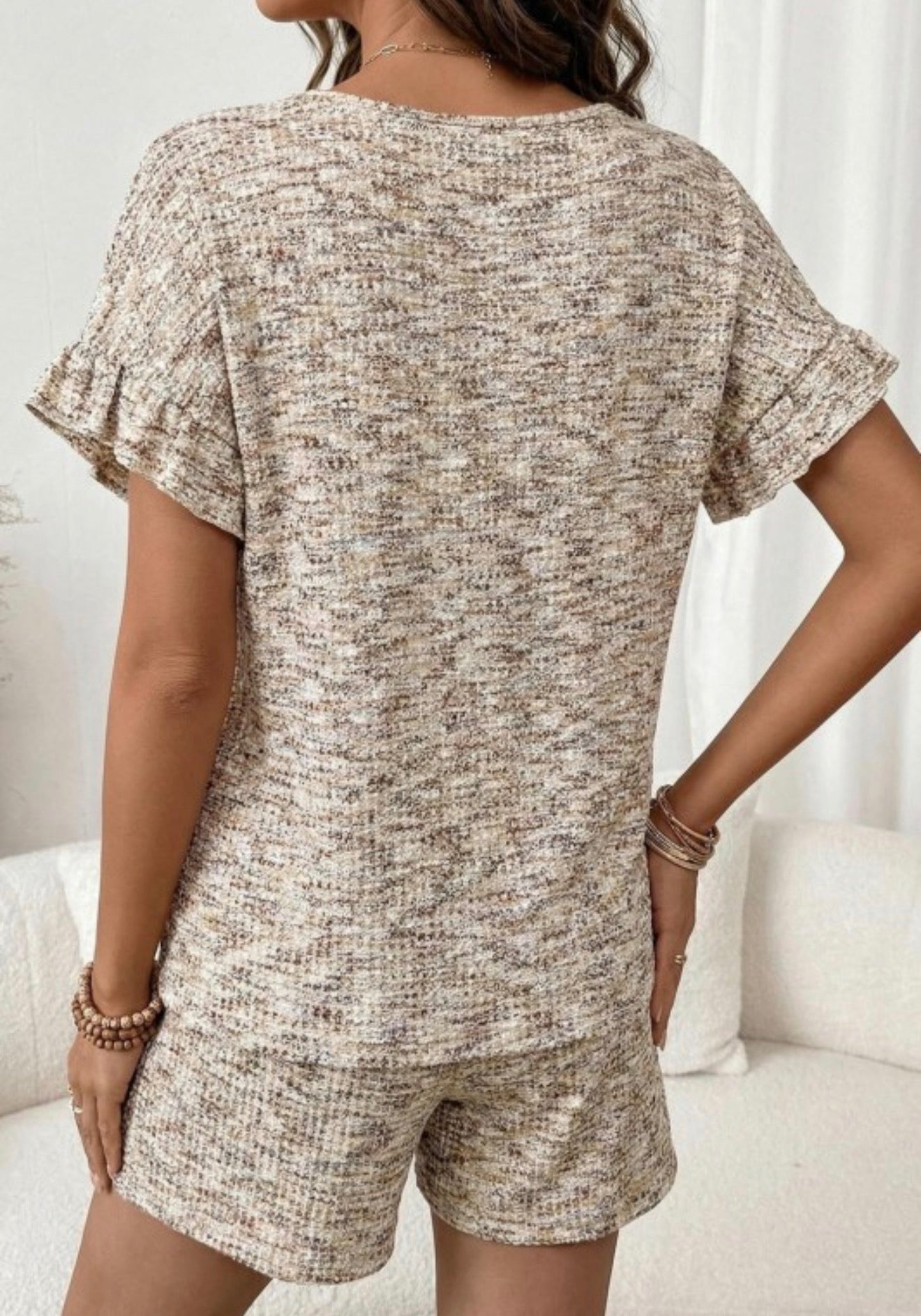 Casual Ruffle Sleeve Lounge Set