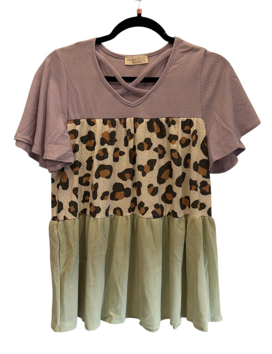 Animal Print Lavender Sage Top