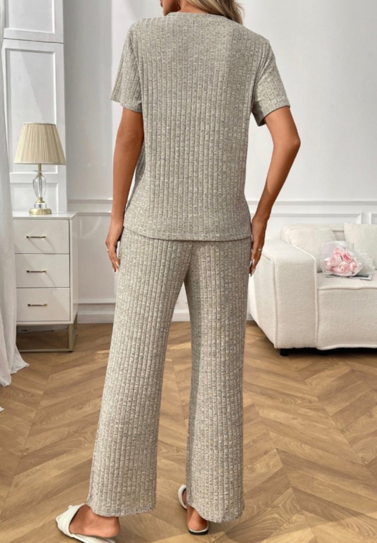 Causal Ribbed Pants Set