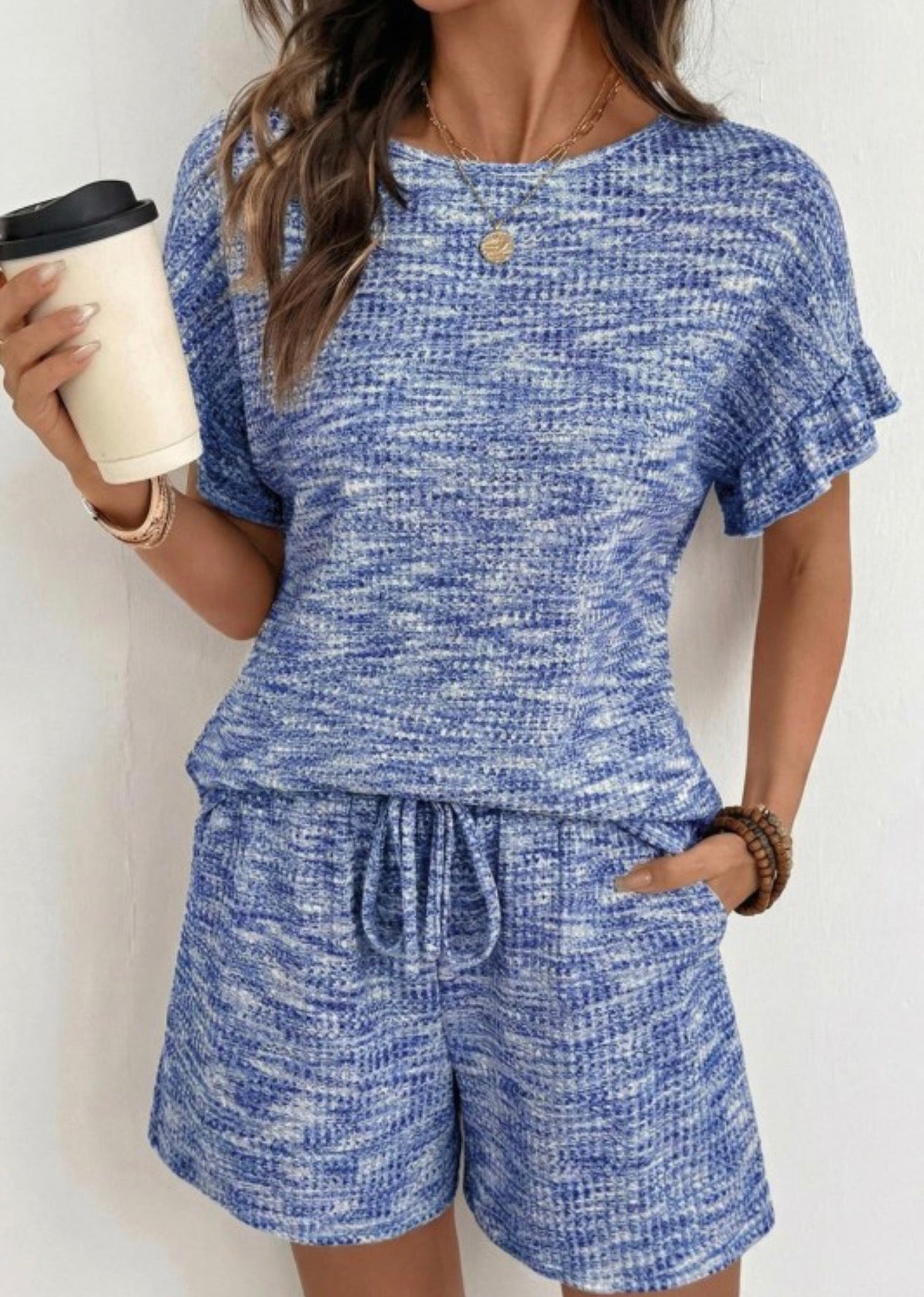 Casual Ruffle Sleeve Lounge Set