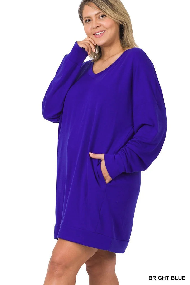 SOFT STRETCH F/TERRY DROP SHOULDER LONGLINE TOP