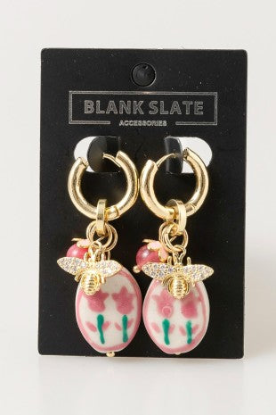 Bee & Floral Ceramic Earrings