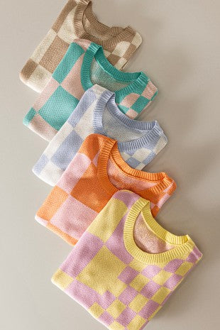 Very J Dolman Sleeve Checker Top