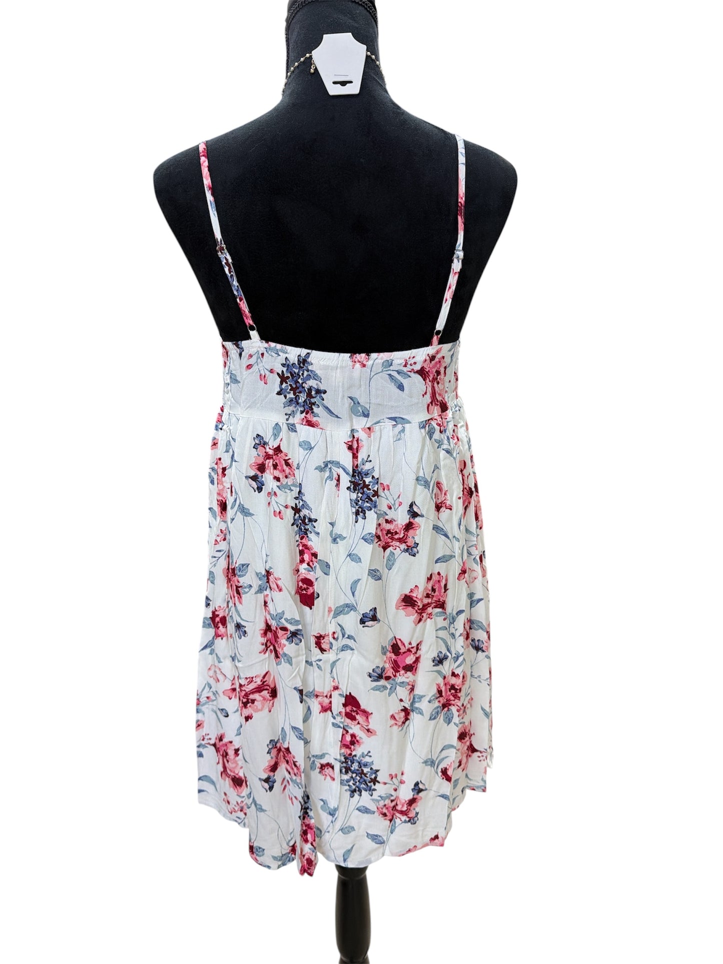 Andre White/Pink Floral Tie Front Dress