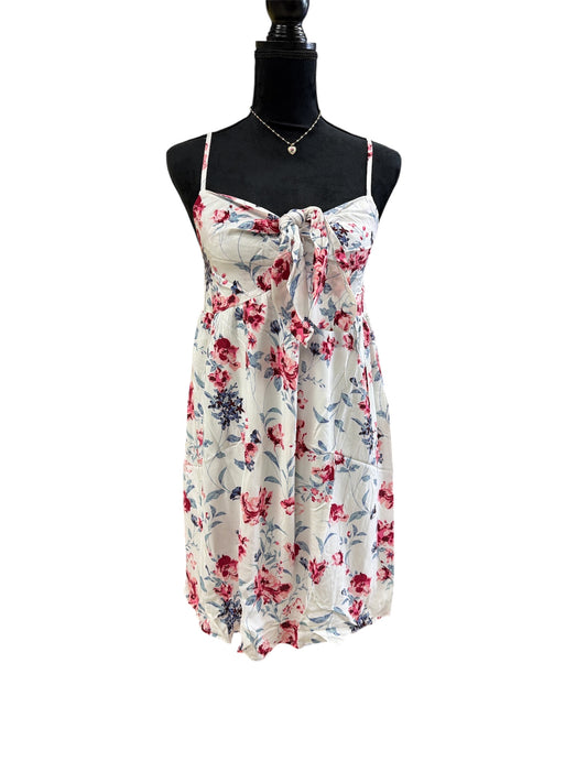Andre White/Pink Floral Tie Front Dress