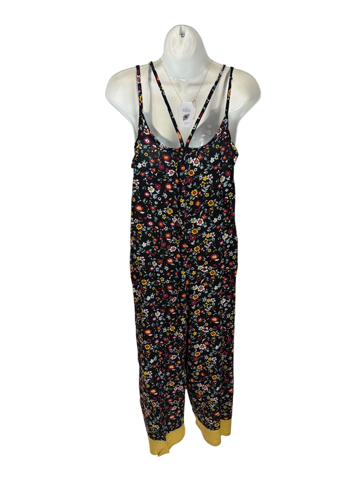 Black/Yellow Floral Crop Jumpsuit
