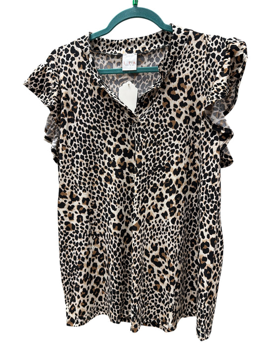 Leopard Ruffle Sleeve Top