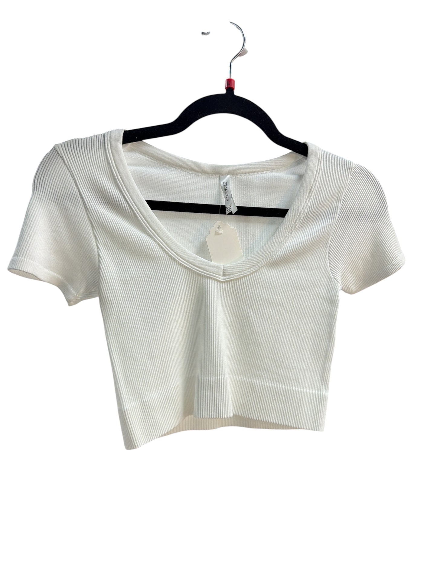 Zenana White Short Sleeve Crop