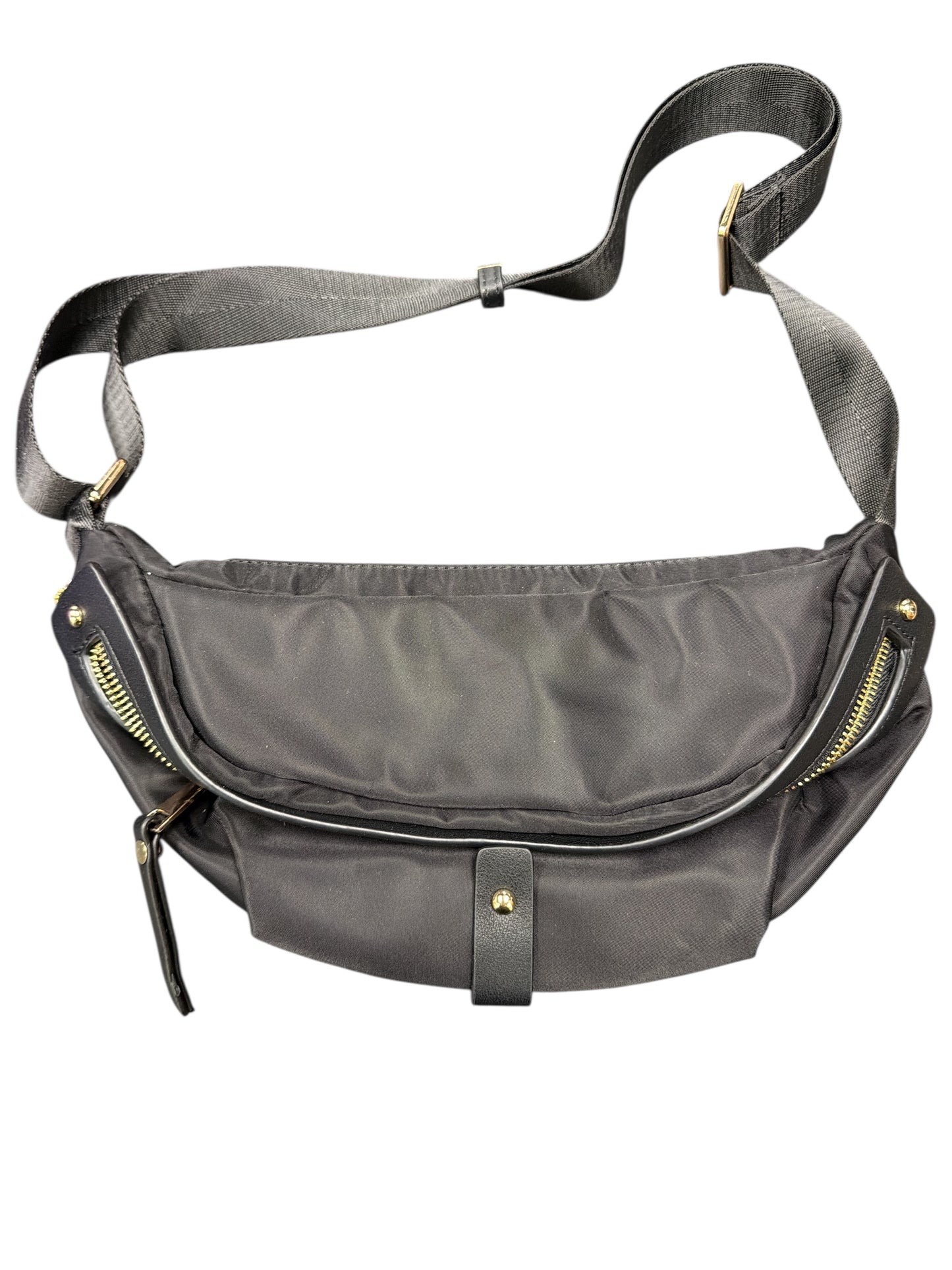 Black Double Zip Solid Crossbody