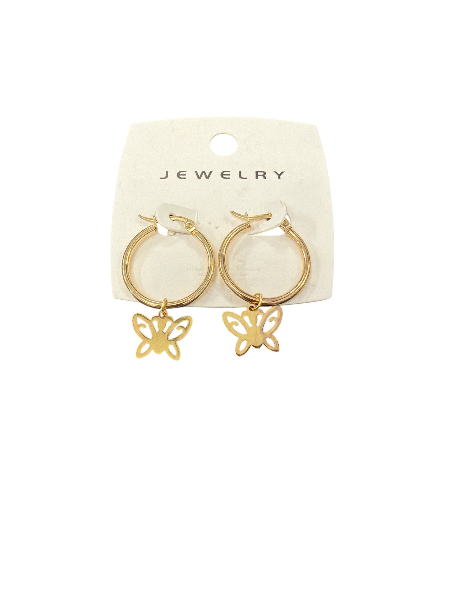 HOOP BUTTERFLY CHARM EARRINGS