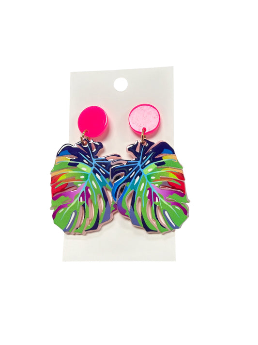 TROPICAL MULTICOLOR LEAF EARRINGS