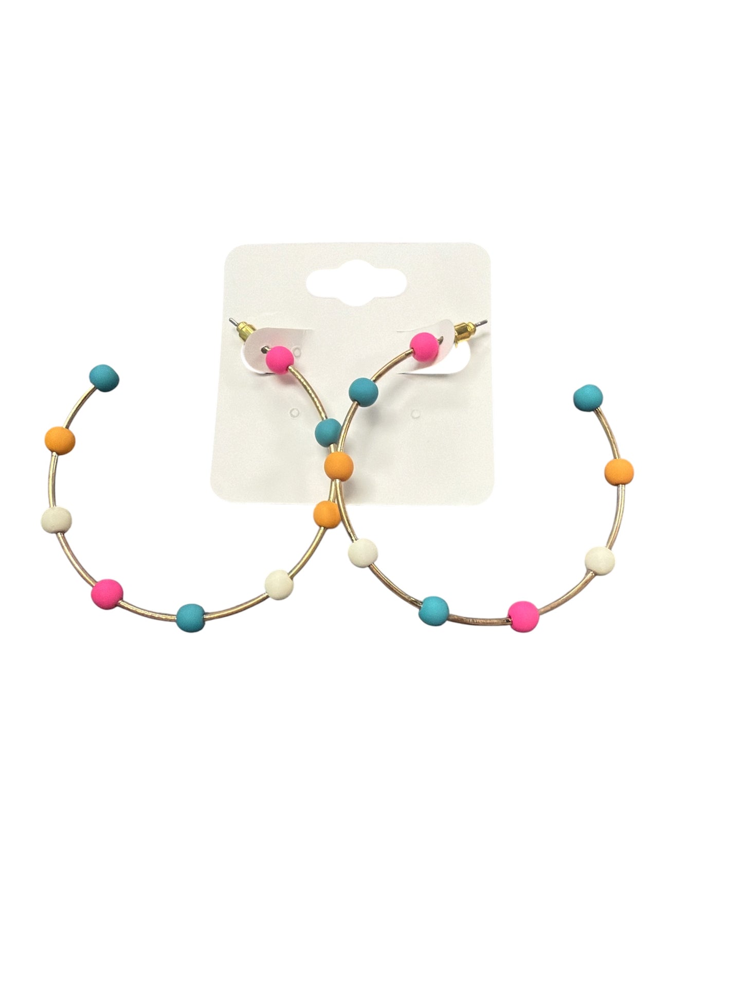 BEADED GOLD HOOP EARRINGS