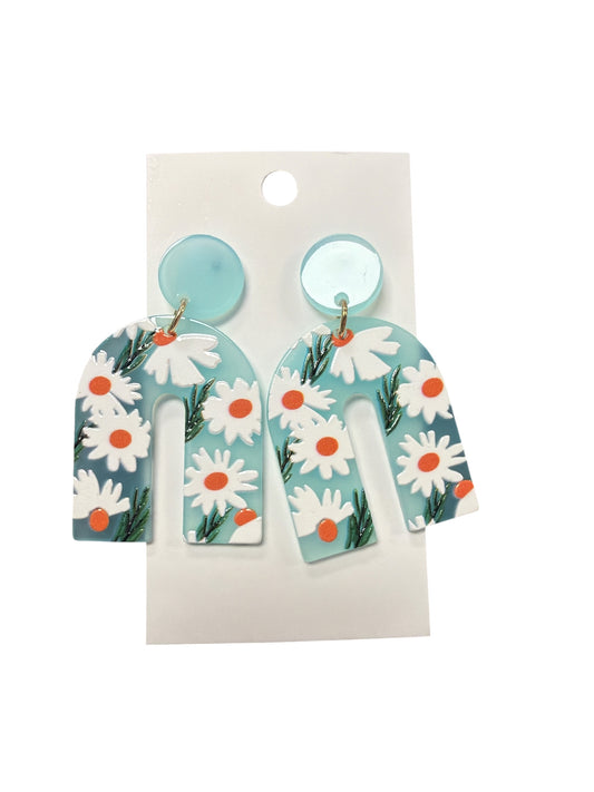 TEAL ARCH DAISY EARRINGS