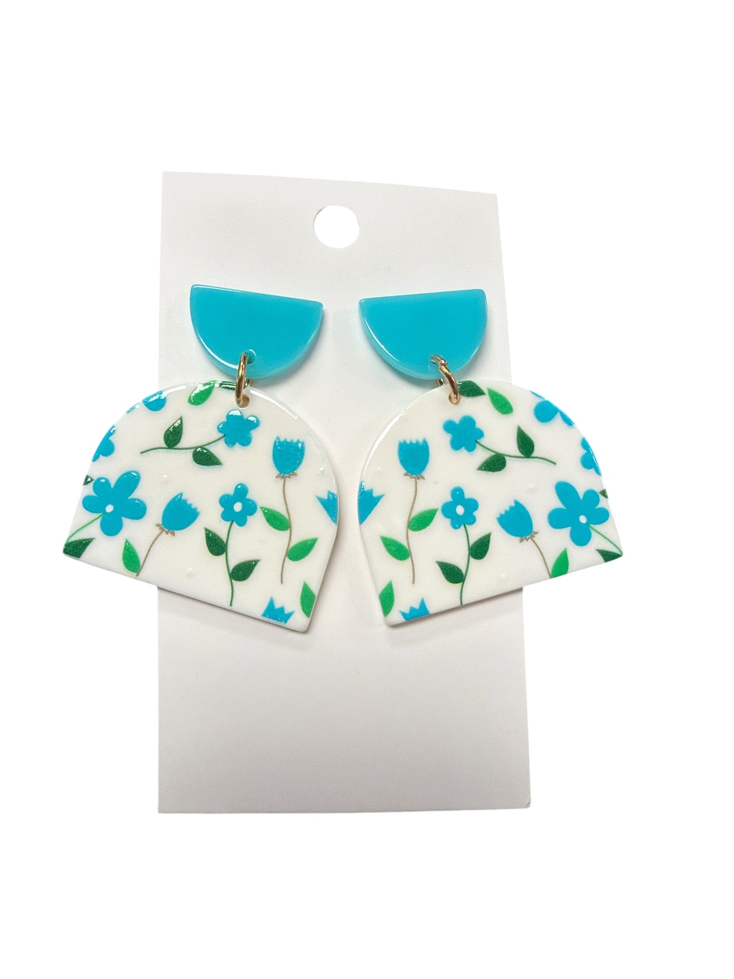 TEAL FLOWER DROP EARRINGS