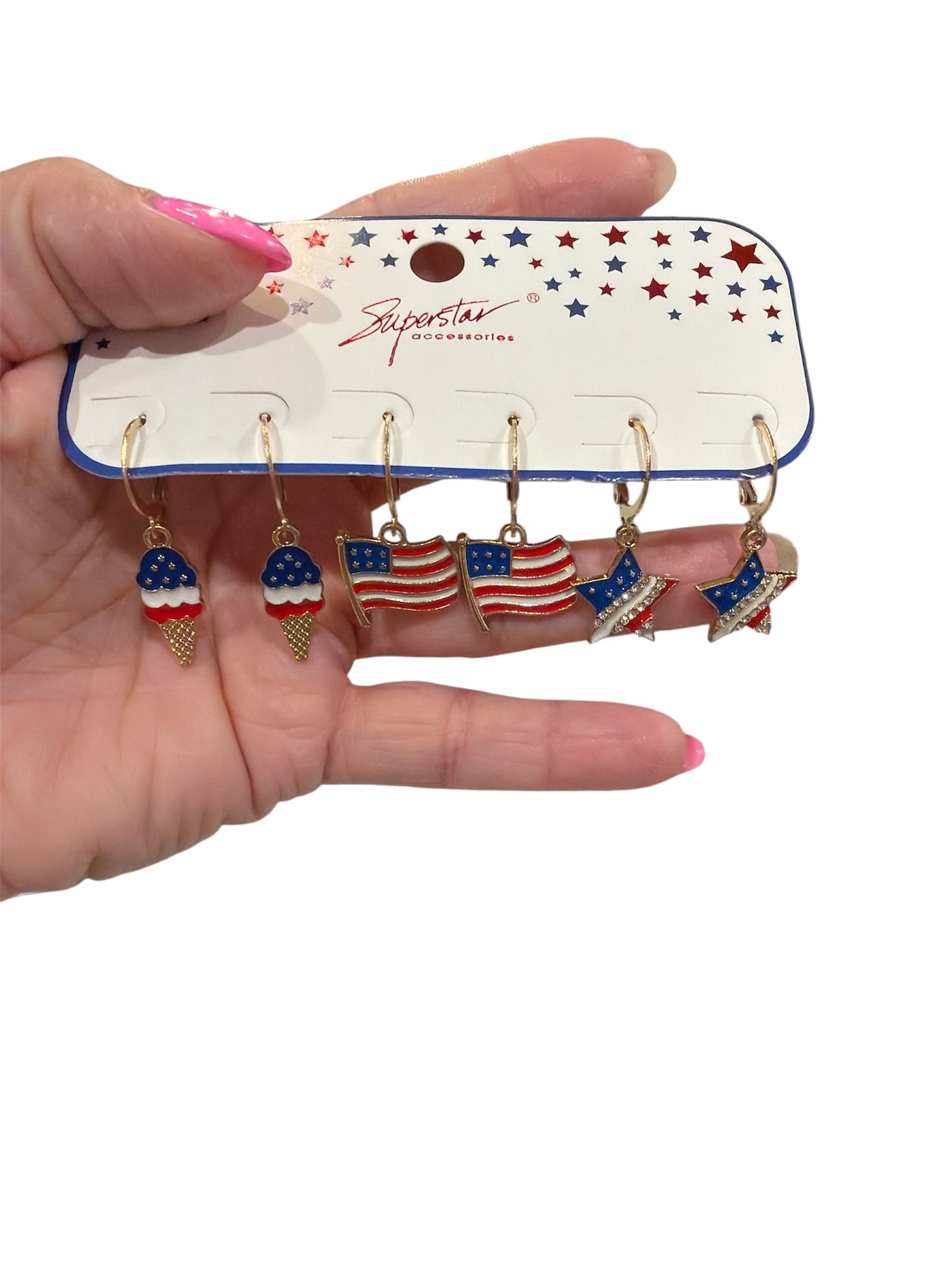 3pk USA Earrings