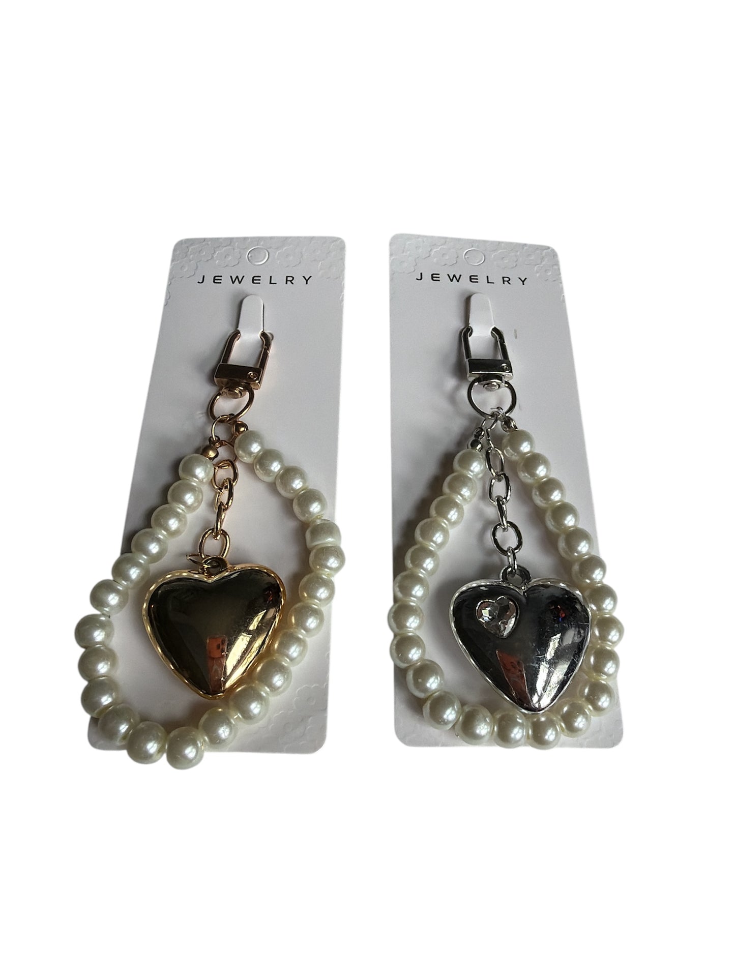 Bag Charm Bow & Heart Pearl