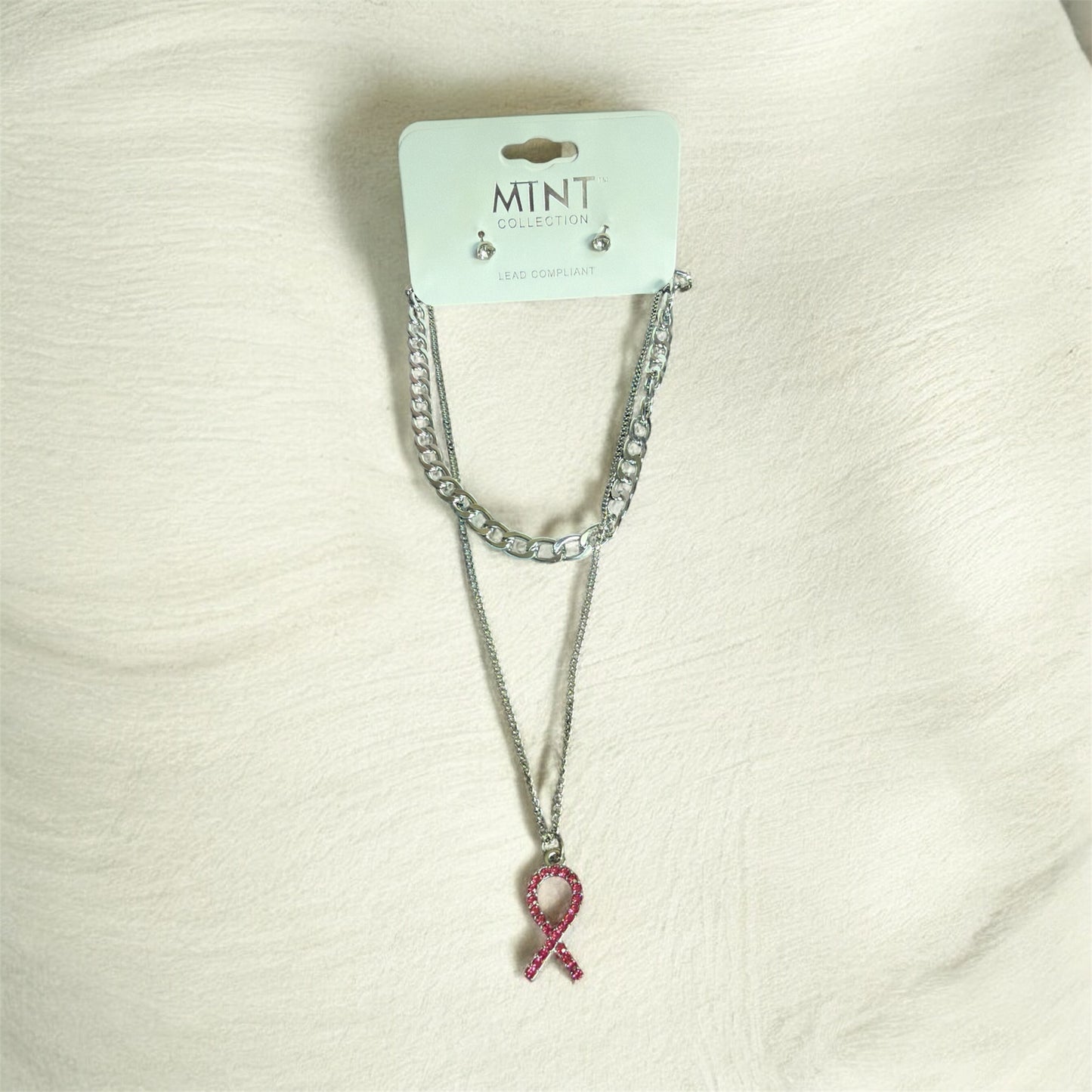 Breast Cancer Double Layer Charm Necklace