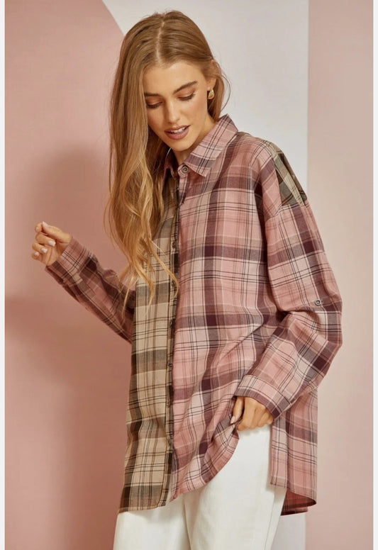 Color block Button Down Tunic